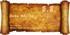 Beke Béla névjegykártya