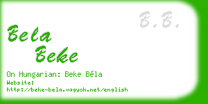 bela beke business card